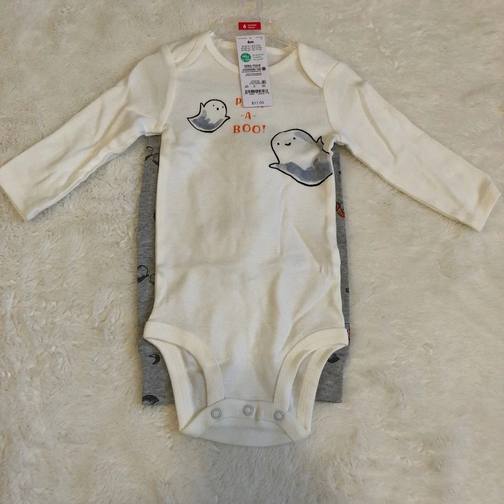Carter's Baby Boys Girls 6 Months Halloween Ghost Long Sleeve Bodysuit Pants Set